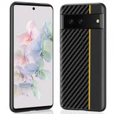 Google Pixel 7 Cover Kulfibertekstur Stripe Sort Gul
