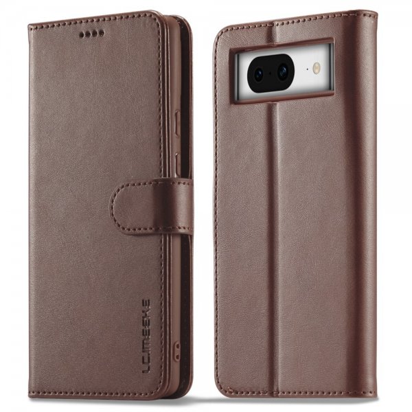 Lc.Imeeke Google Pixel 8 Cover med Kortplads Stativfunktion Mørkebrun