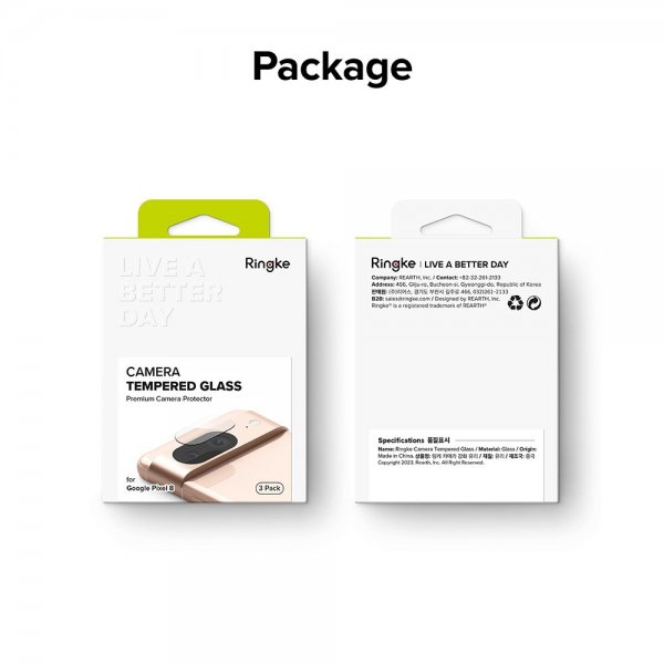 Ringke Google Pixel 8 Kamerabeskyttelse Camera Protector Glas 3-pak