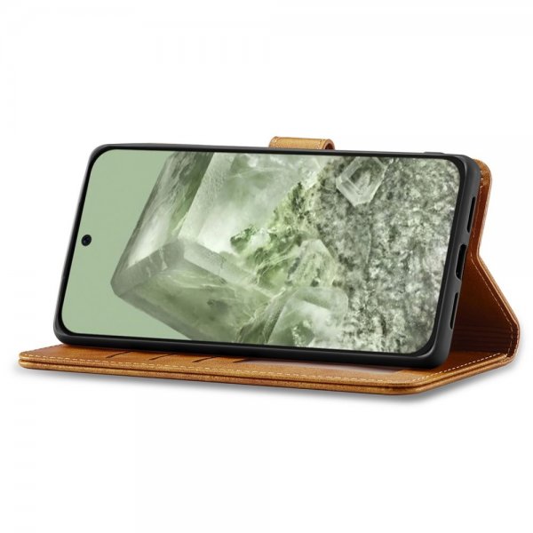Lc.Imeeke Google Pixel 8a Cover med Kortplads Kickstand Funktion Brun