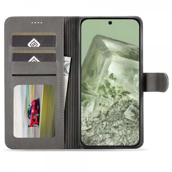Lc.Imeeke Google Pixel 8a Cover med Kortlomme og Standfunktion Grå
