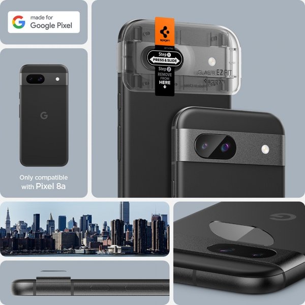 Spigen Google Pixel 8a Kamerabeskyttelsesglas Glas.tR EZ Fit Optik 2-pak Crystal Clear