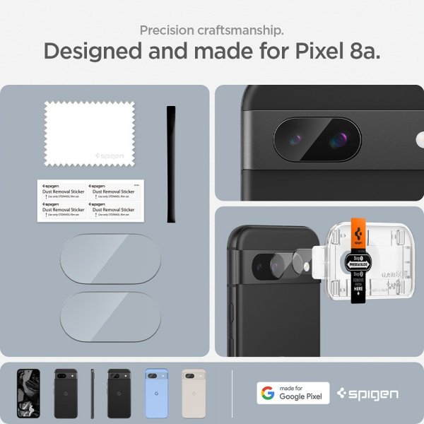 Spigen Google Pixel 8a Kamerabeskyttelsesglas Glas.tR EZ Fit Optik 2-pak Crystal Clear