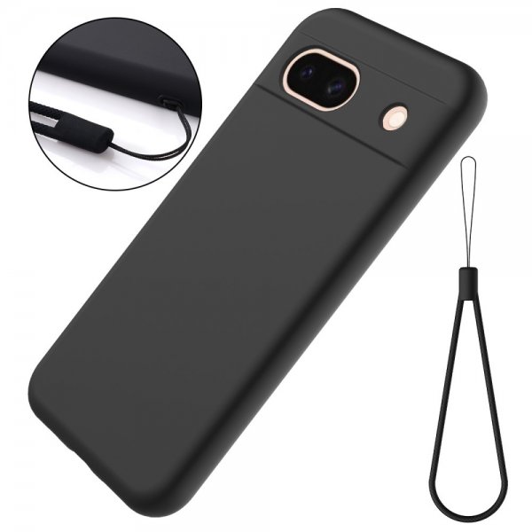Google Pixel 8a Cover med Rem Silikone Sort