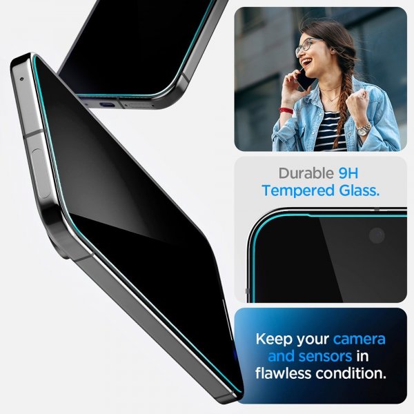Spigen Google Pixel 9/9 Pro/Pixel 10/10 Pro Skærmbeskyttelse GLAS.tR EZ Fit Privacy 2-pak