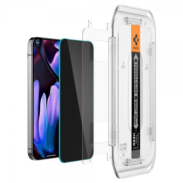 Spigen Google Pixel 9/9 Pro/Pixel 10/10 Pro Skærmbeskyttelse GLAS.tR EZ Fit Privacy 2-pak