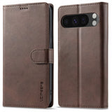 Lc.Imeeke Google Pixel 9/Pixel 9 Pro Etui med Kortlomme Stativfunktion Mørkebrun