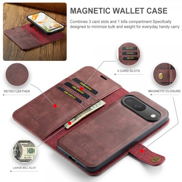 Dg.Ming Google Pixel 9/Pixel 9 Pro Etui med aftageligt Cover Rød