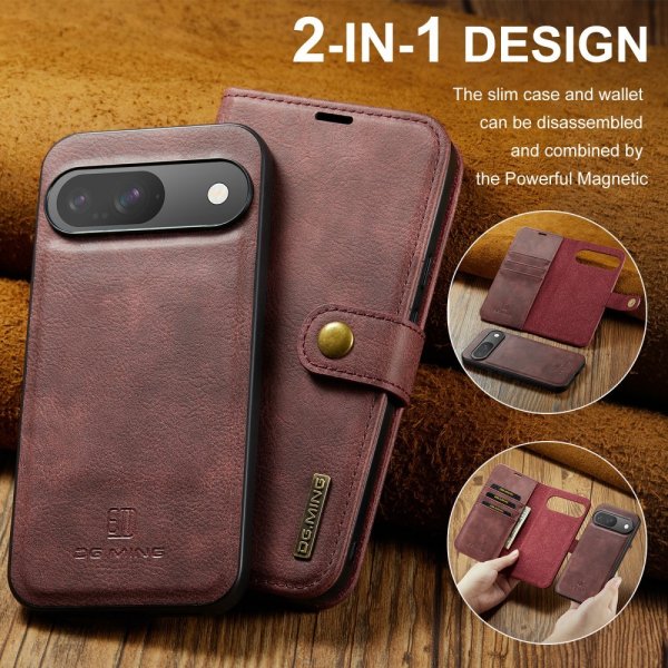 Dg.Ming Google Pixel 9/Pixel 9 Pro Etui med aftageligt Cover Rød