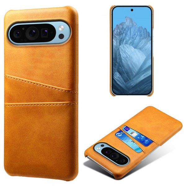 Google Pixel 9/Pixel 9 Pro Cover med to Kortlommer Lysebrun