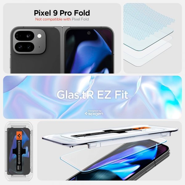 Spigen Google Pixel 9 Pro Fold Skærmbeskytter GLAS.tR EZ Fit 2-pak