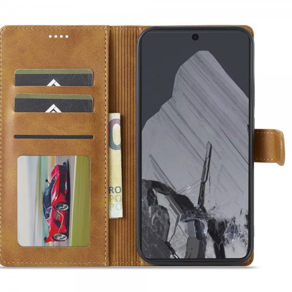 Lc.Imeeke Google Pixel 9 Pro XL Etui med Kortlomme Standfunktion Lysebrun