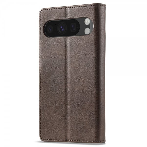 Lc.Imeeke Google Pixel 9 Pro XL Cover med Kortrum Stativfunktion Mørkebrun