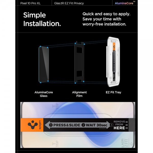 Spigen Google Pixel 9 Pro XL/Pixel 10 Pro XL Skærmbeskyttelse GLAS.tR EZ Fit Privacy 2-pak