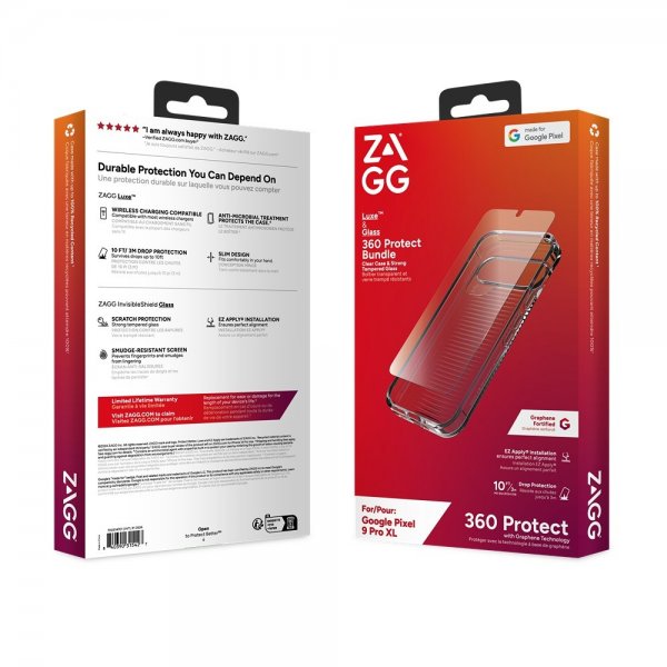 ZAGG Google Pixel 9 Pro XL Cover og Skærmbeskyttelse Luxe & Glass 360 Protect Bundle