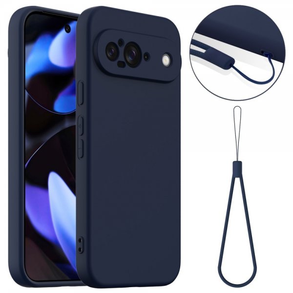 Google Pixel 9 Cover med Rem Silikone MagSafe Mørkeblå