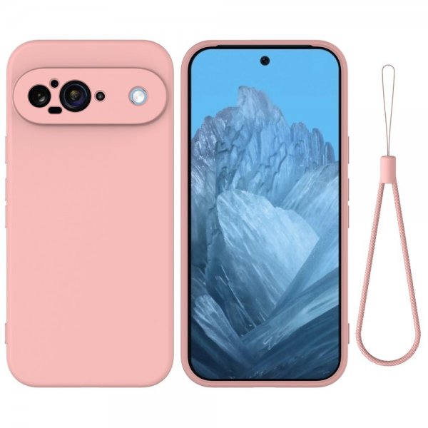 Google Pixel 9 Cover med Rem Silikone Rosa