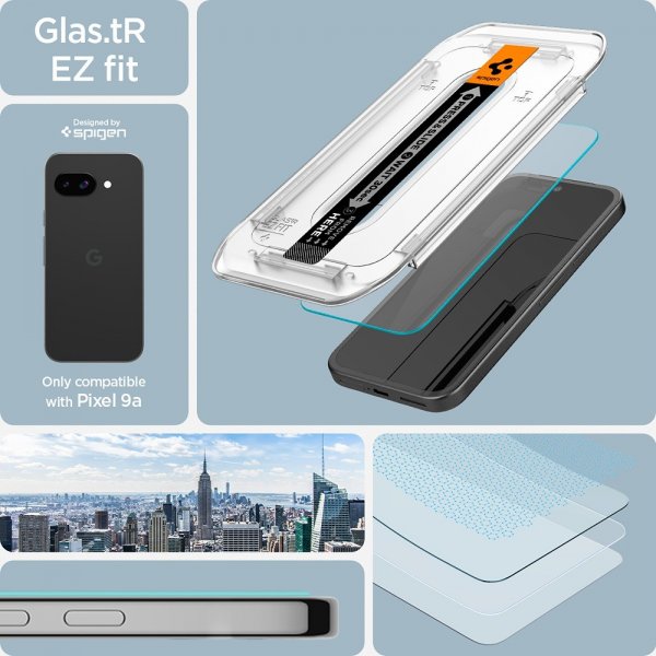 Spigen Google Pixel 9a Skærmbeskyttelse GLAS.tR EZ Fit 2-pak