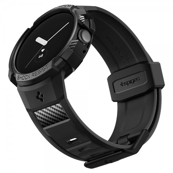 Spigen Google Pixel Watch 1/2/3 41 mm Armbånd og Cover Rugged Armor Pro Sort
