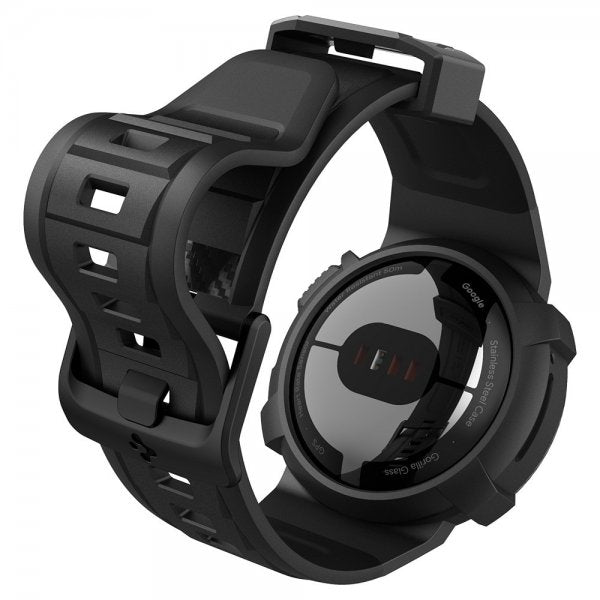Spigen Google Pixel Watch 1/2/3 41 mm Armbånd og Cover Rugged Armor Pro Sort