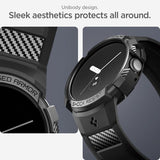 Spigen Google Pixel Watch 1/2/3 41 mm Armbånd og Cover Rugged Armor Pro Sort