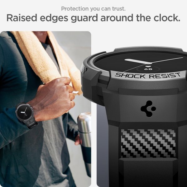 Spigen Google Pixel Watch 1/2/3 41 mm Armbånd og Cover Rugged Armor Pro Sort