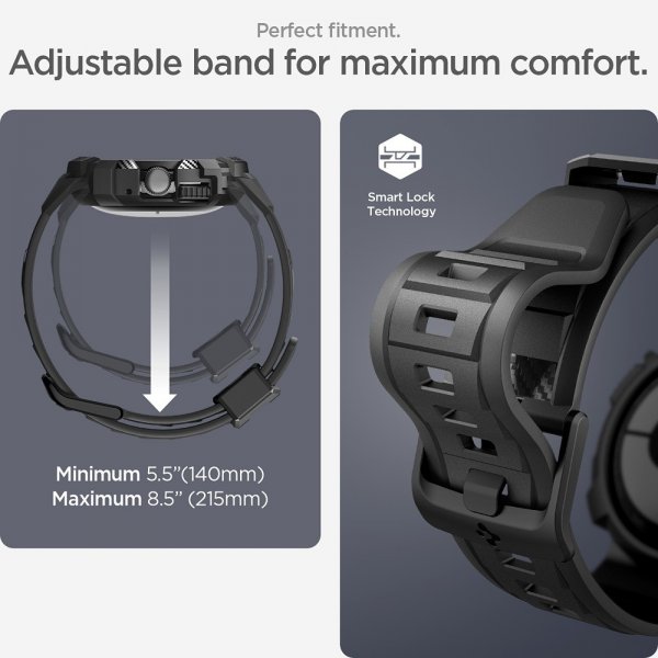 Spigen Google Pixel Watch 1/2/3 41 mm Armbånd og Cover Rugged Armor Pro Sort