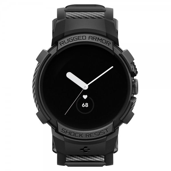 Spigen Google Pixel Watch 1/2/3 41 mm Armbånd og Cover Rugged Armor Pro Sort
