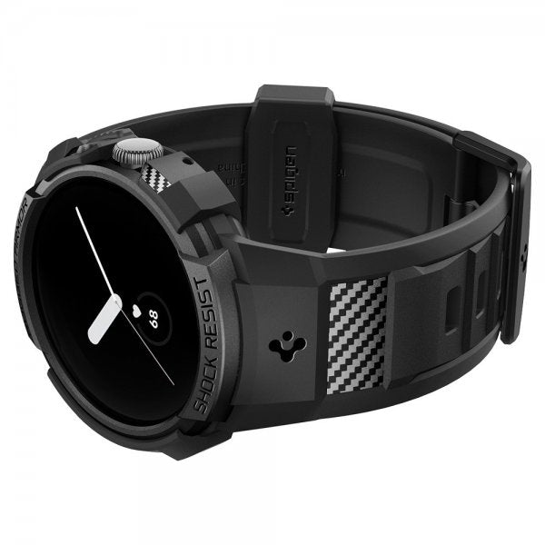 Spigen Google Pixel Watch 1/2/3 41 mm Armbånd og Cover Rugged Armor Pro Sort