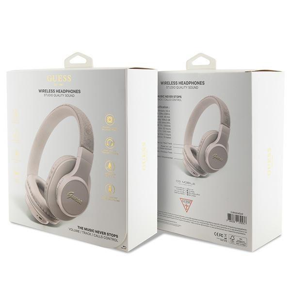Guess Trådløse Hovedtelefoner Bluetooth 4G Script Metal Logo Rosa