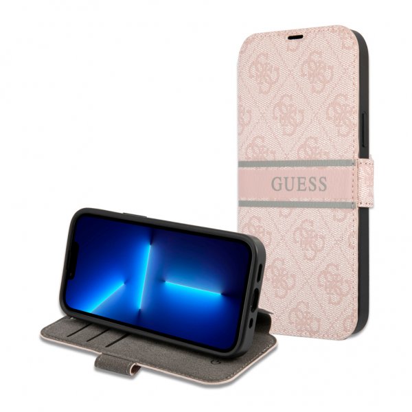 Guess iPhone 13 Mini Cover Printed Stripe Rosa