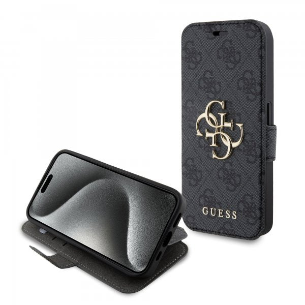 Guess iPhone 15 Pro Cover 4G Logo Grå