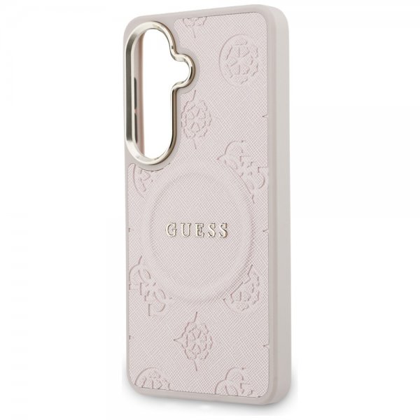 Guess Samsung Galaxy S26 Plus Cover Saffiano Peony MagSafe Lyserød