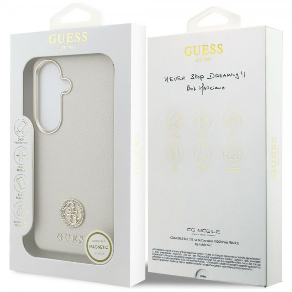 Guess Samsung Galaxy S26 Cover Rhinestone Logo MagSafe Beige