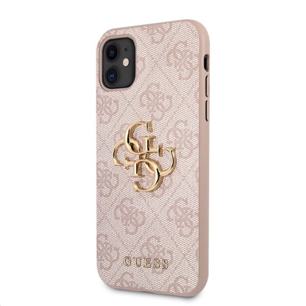 Guess iPhone 11 Cover Metal Logo Rosa