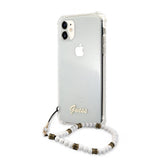 Guess iPhone 11 Cover Script & Pearls Hvid Klar