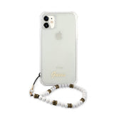 Guess iPhone 11 Cover Script & Pearls Hvid Klar