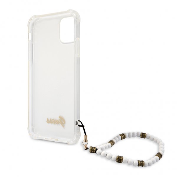 Guess iPhone 11 Cover Script & Pearls Hvid Klar