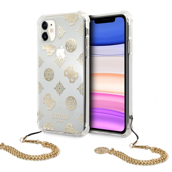 Guess iPhone 11 Cover Chain Peony Guld