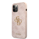 Guess iPhone 12/iPhone 12 Pro Cover Metal Logo Rosa