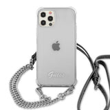 Guess iPhone 12 Pro Max Cover Chain & Script Silver Klar