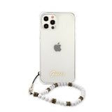 Guess iPhone 12 Pro Max Cover Script & Pearls Hvid Klar