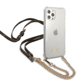 Guess iPhone 12/iPhone 12 Pro Cover Chain & Script Guld Klar
