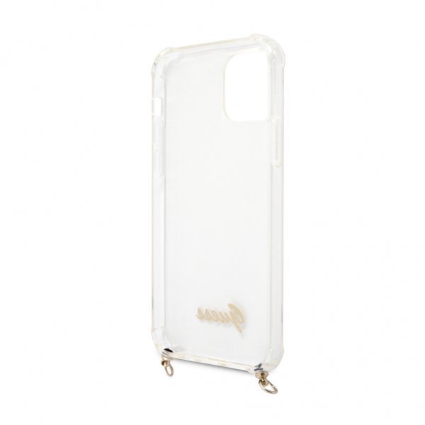 Guess iPhone 12/iPhone 12 Pro Cover Chain & Script Guld Klar