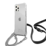 Guess iPhone 12/iPhone 12 Pro Cover Chain & Script Silver Klar