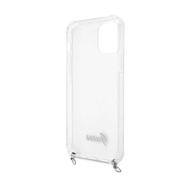Guess iPhone 12/iPhone 12 Pro Cover Chain & Script Silver Klar
