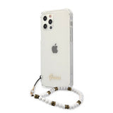 Guess iPhone 12/iPhone 12 Pro Cover Script & Pearls Hvid Klar