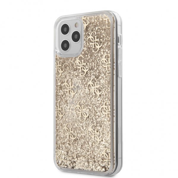 Guess iPhone 12 Pro Max Cover Liquid Glitter Guld