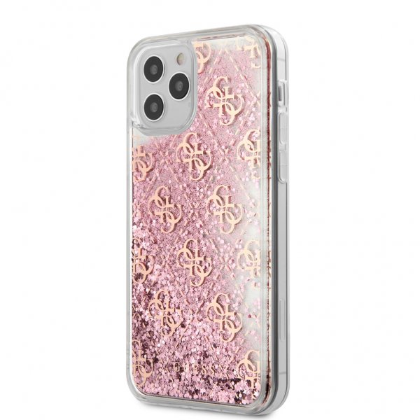 Guess iPhone 12 Pro Max Cover Liquid Glitter Rosa