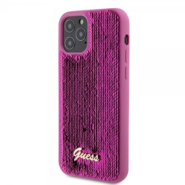 Guess iPhone 12/iPhone 12 Pro Cover Sequin Fuschia